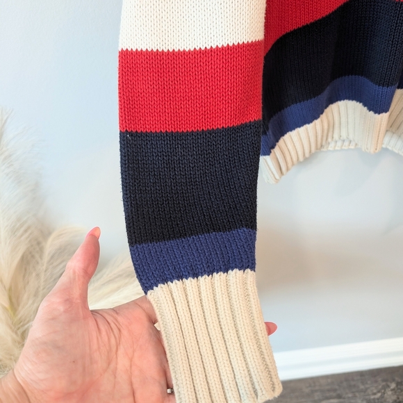 Vintage Polo by Ralph Lauren Men's Striped Sweater - Red, Blue, White - Picture 4 of 7